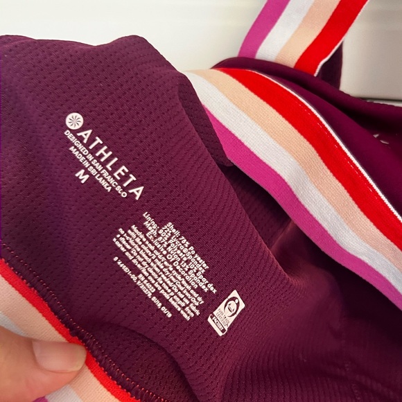 Athleta Deep Purple Sports Bra with Striped Straps - Picture 3 of 4